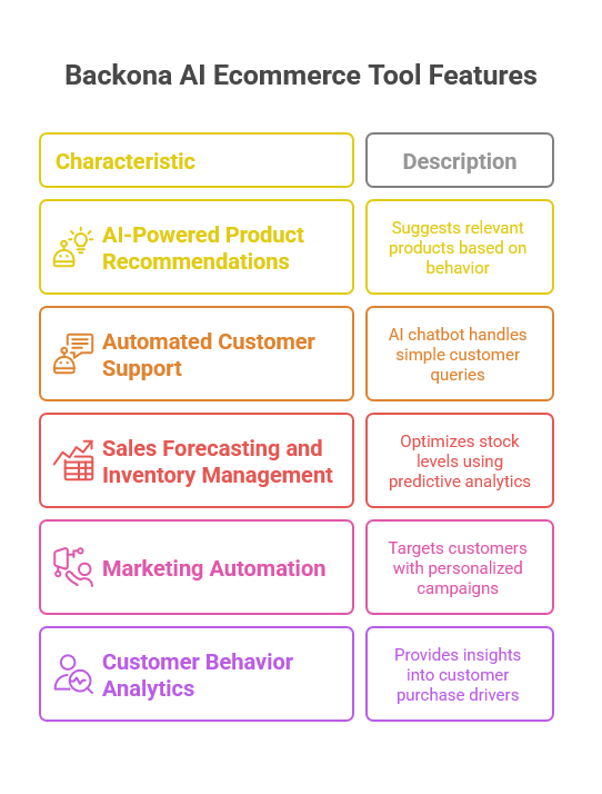 Key Features of Backona AI Ecommerce Tool